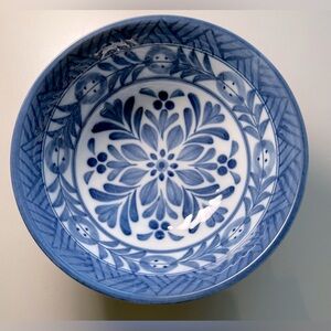 Signed Blue and White Porcelain Serving Bowl